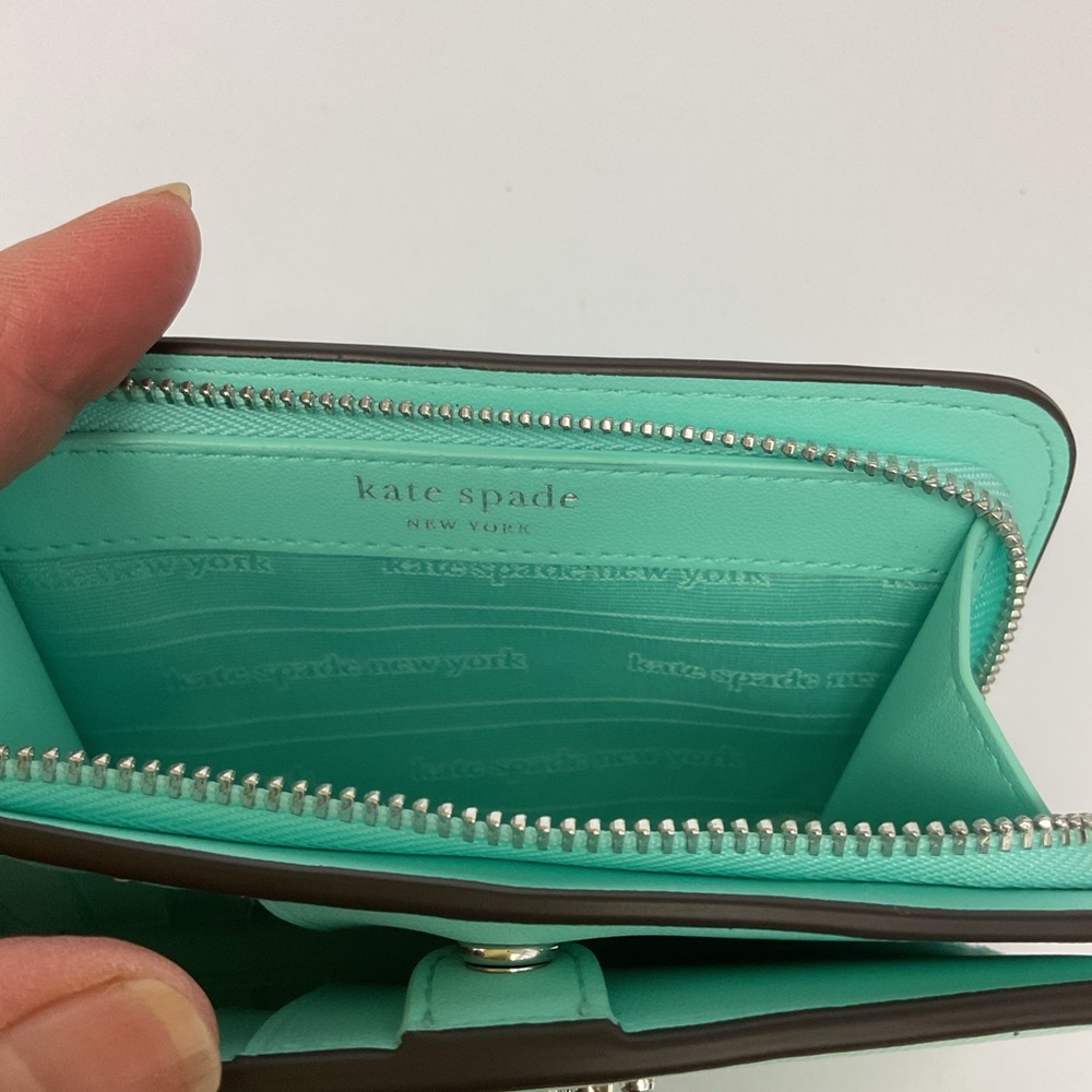 KATE SPADE PATENT LEATHER WALLET AQUA OMBRE NWOT - Picture 4 of 15